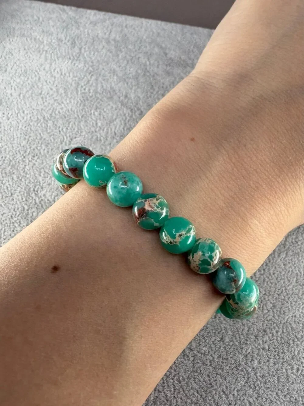 8mm Natural Green Imperial Jasper Bead Bracelet Genuine Gemstone Custom Size